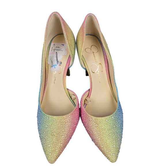 Jessica Simpson Pazula Sz 6 M Crystal Pastel Rainbow Ombre D’orsay Heels - Picture 3 of 15